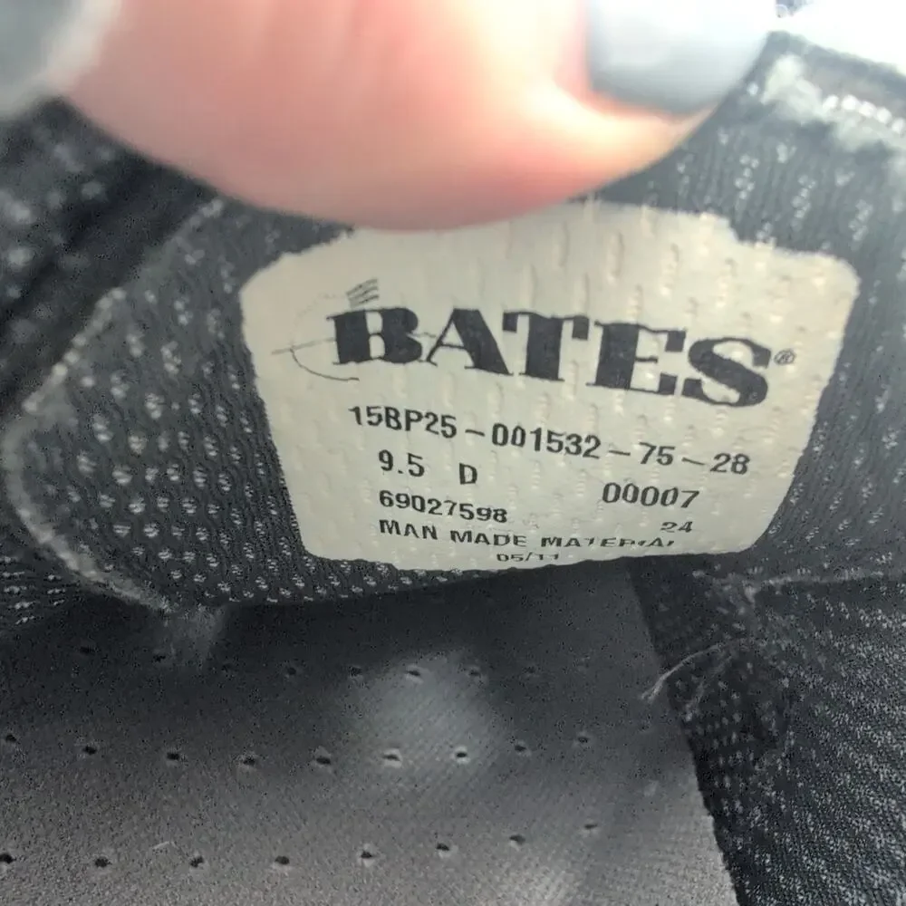 Bates Mens Size 9.5 D High Gloss Shiny Dress Shoes Black Uniform Military Plain
